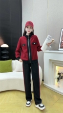 2024年秋季拉链长袖立领刺绣套装，女装套装/套裙，思沃羊绒