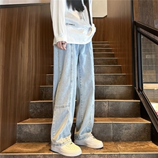 k1061-p55-控78M-5XL拼接印花港风高阶黑暗牛仔，男装牛仔裤，星座116