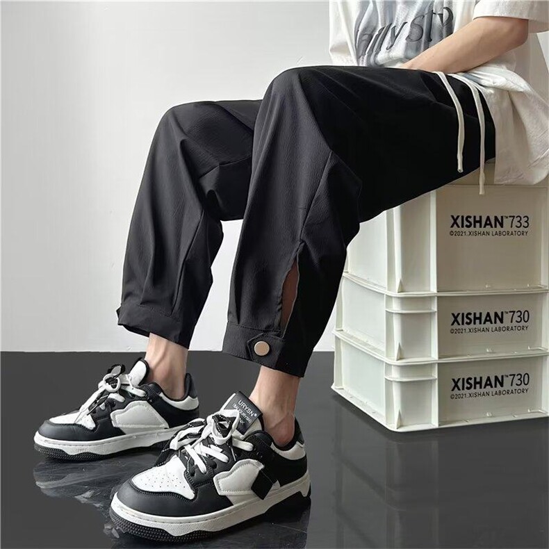 男夏宽松束脚运动裤薄款冰丝速干休闲长裤潮痞帅九分裤KK194-P35，女装休闲裤，星座911-3