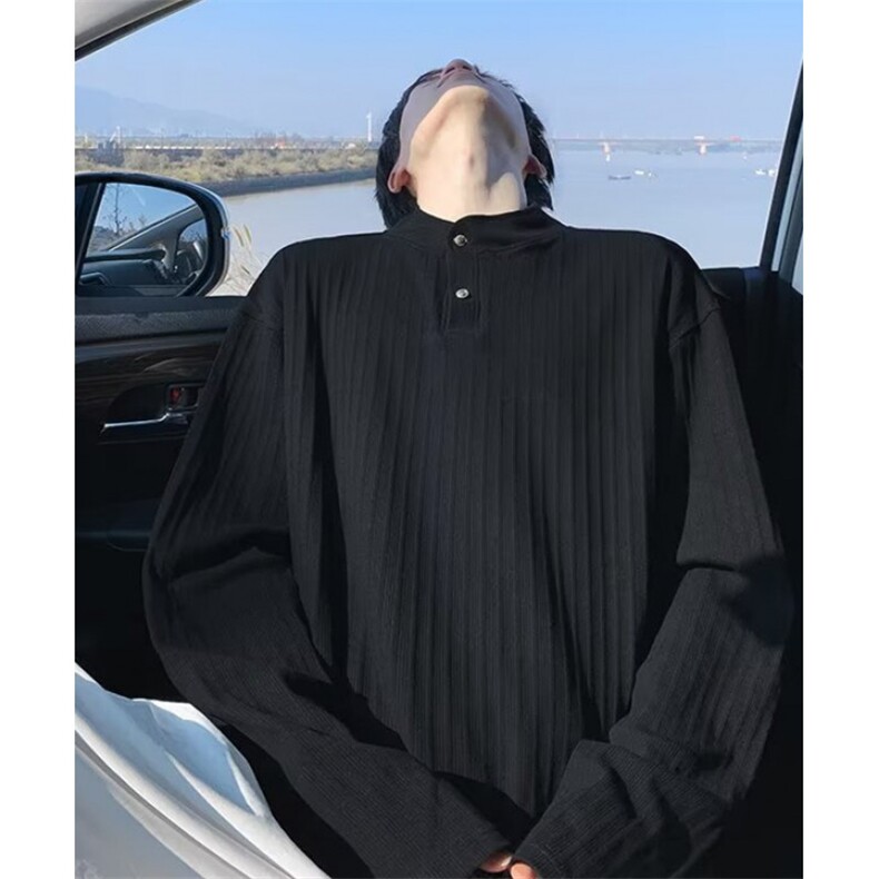 秋季亨利衫长袖T恤男生内搭纯色上衣男华夫格衣服TE06,男装T恤,星座1116A（原606A-3）