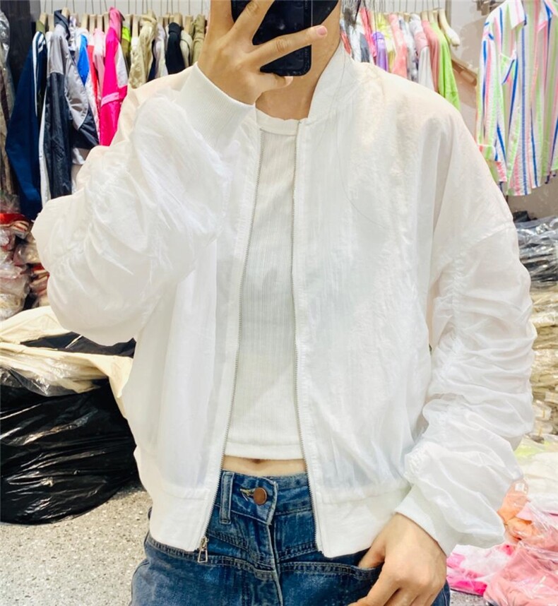 糖果色小清新袖褶皱设计防晒外套,女装其它,L·H·X