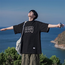 发泡短袖T恤男个性百搭情侣上衣简约B225-T9387-P42-X55，男装T恤，电商B225