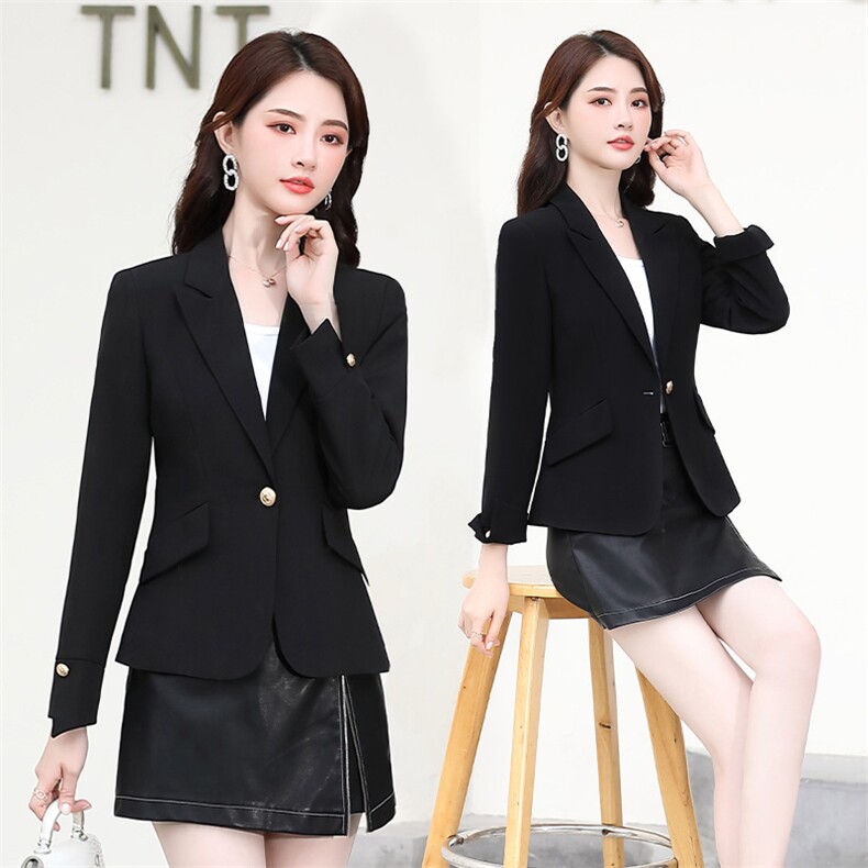 2023年春秋季时尚修身优雅干练翻领一粒扣长袖西装短外套,女装西装,臻衣坊