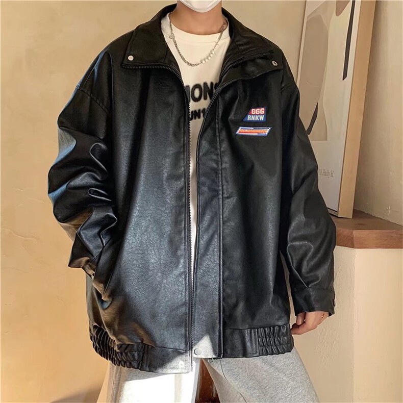 pu皮外套男秋冬款ins港风宽松机车夹克秋季韩版潮流痞帅炸街衣服,男装夹克,星座1210-1