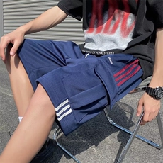 夏男短裤工装大口袋三条杠条纹字母印花直筒五分裤D0013P33，男装牛仔裤，星座1013-1