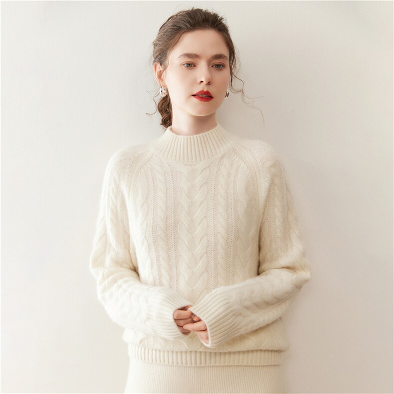 2025年秋季半高领针织套头上衣时尚百搭，女装羊绒衫，绒盛美羊绒