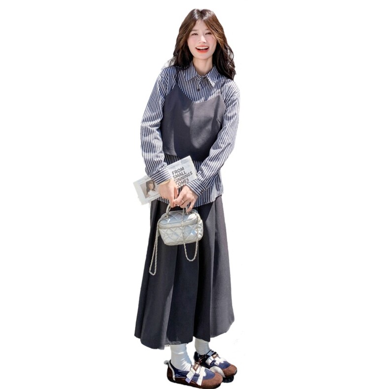 26春装现货条纹衬衣吊带半身裙三件套2C0323121P175K258,女装套装/套裙,2C032