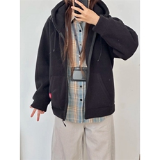 摇粒绒连帽拉链卫衣外套1302-GS02-P55成分100聚酯纤维，女装短外套，星座1302