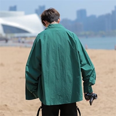 2024春秋新款格子衬衫男长袖ins港风潮牌日系宽松百搭潮流外套，男装衬衫，星座716-3