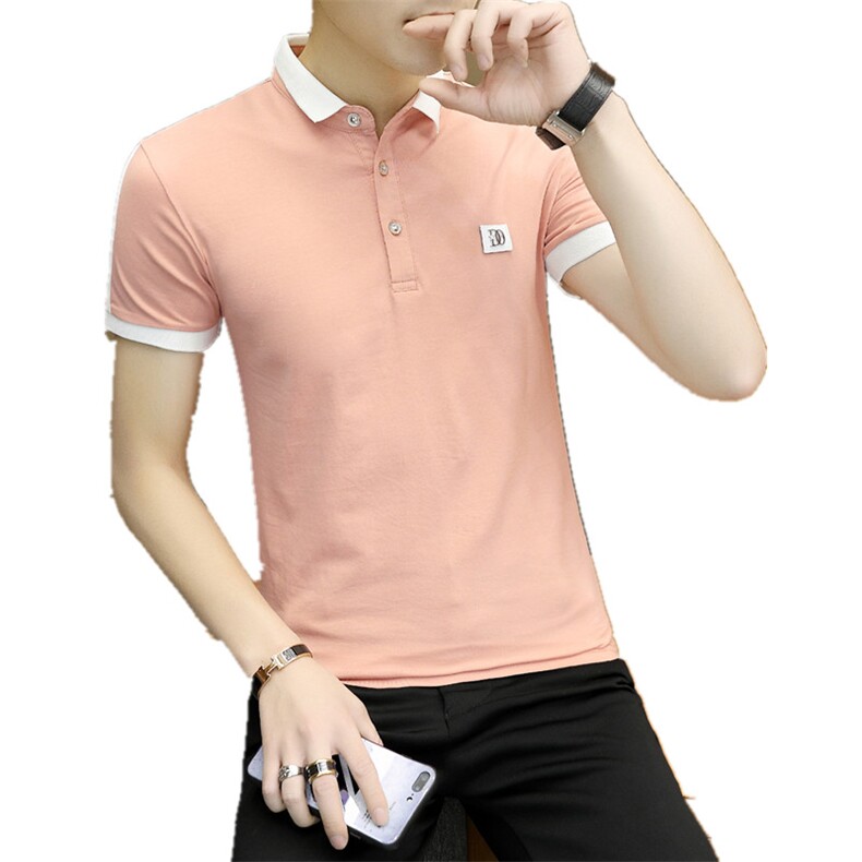 款8721夏季新款短袖T恤男韩版潮流修身polo衫翻领纯色,男装T恤,电商D310（原电商305）