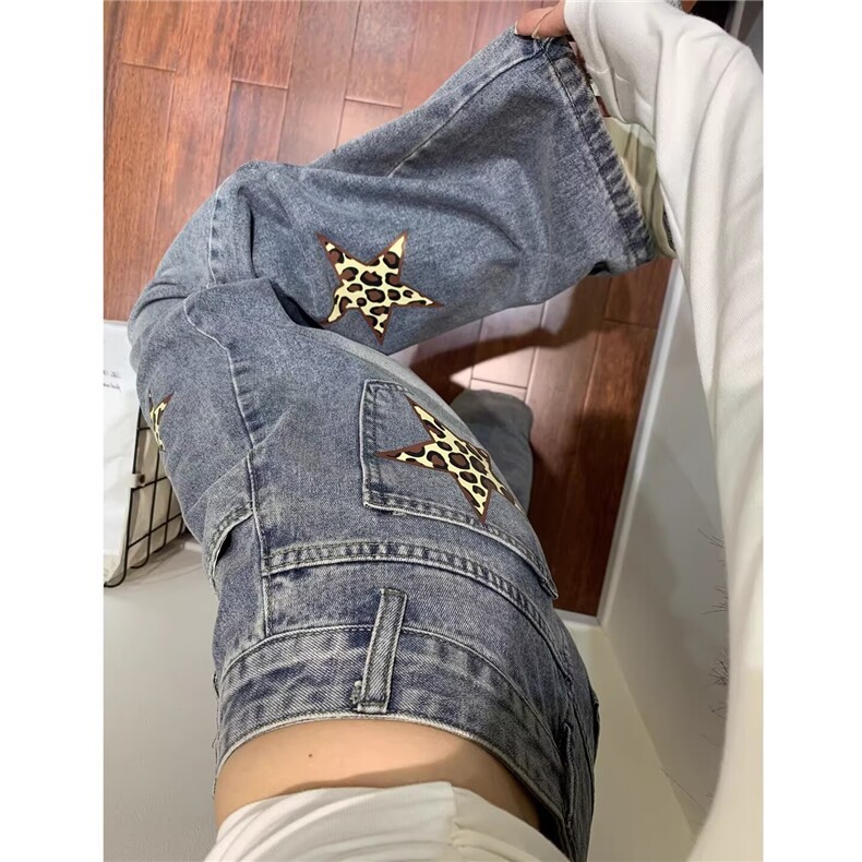 美式弯刀牛仔裤男cleanfit欧美街头水洗高腰阔腿裤子WL5799-P53,男装牛仔裤,星座1008