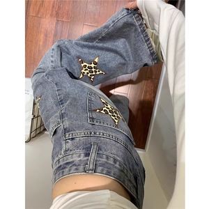 美式弯刀牛仔裤男cleanfit欧美街头水洗高腰阔腿裤子WL5799-P53图片