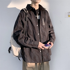 25春季休闲暗纹字母印花长袖衬衫男设计感潮牌外套C3511-P40，男装衬衫，电商A001