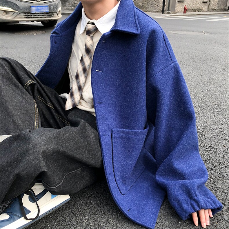 秋冬男士港风ins纯色加厚短款男呢料夹克外套A071-Y05-P115,男装夹克,电商A071