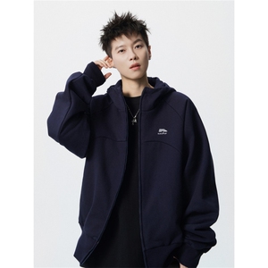 706-LK820-P75现货秋季重磅刺绣拉链卫衣情侣休闲开衫外套男