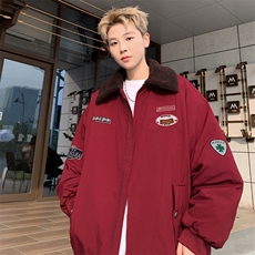 羊羔绒翻领棉服大码中性加棉保暖夹克棒球服外套M2931-特P75控108，男装棉衣，电商A001