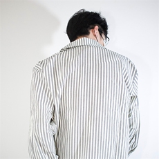明星私服撕漫男衬衫外套学院风男大竖条纹衬衫翻领外套P45，男装衬衫，电商B319