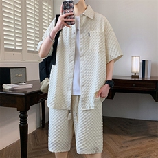 T502-P80夏季时尚衬衫短袖短裤套装冰丝青年，男装衬衫，星座507A（原星座306B-2）