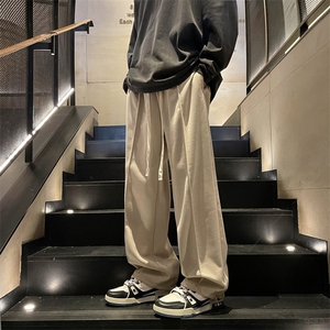 束脚休闲裤男女直筒美式高街ins潮牌垂感宽松西裤阔腿裤QK61-P38图片
