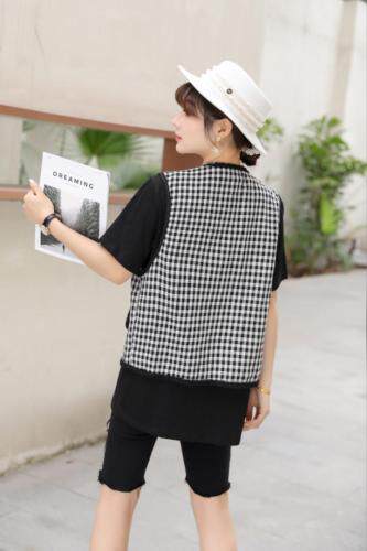 珍珠格子马甲套装，美美哒！，女装马夹，春信拙源