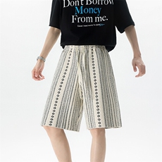 8XL-M高级感肌理感针织短裤民族风五分裤男夏季复古DK1539P58，男装牛仔裤，电商D206-1