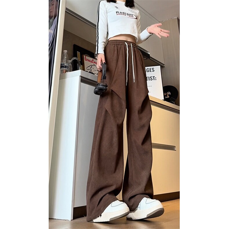 美式褶皱卫裤男高街痞帅垂感宽松阔腿直筒休闲裤504-K215-P45控69,男装休闲裤,星座504