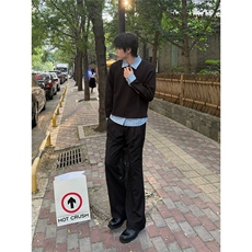 藏青色格纹拼接长袖t恤男款夏假两件美式无帽卫衣上衣TCS49，男装T恤，星座208-5