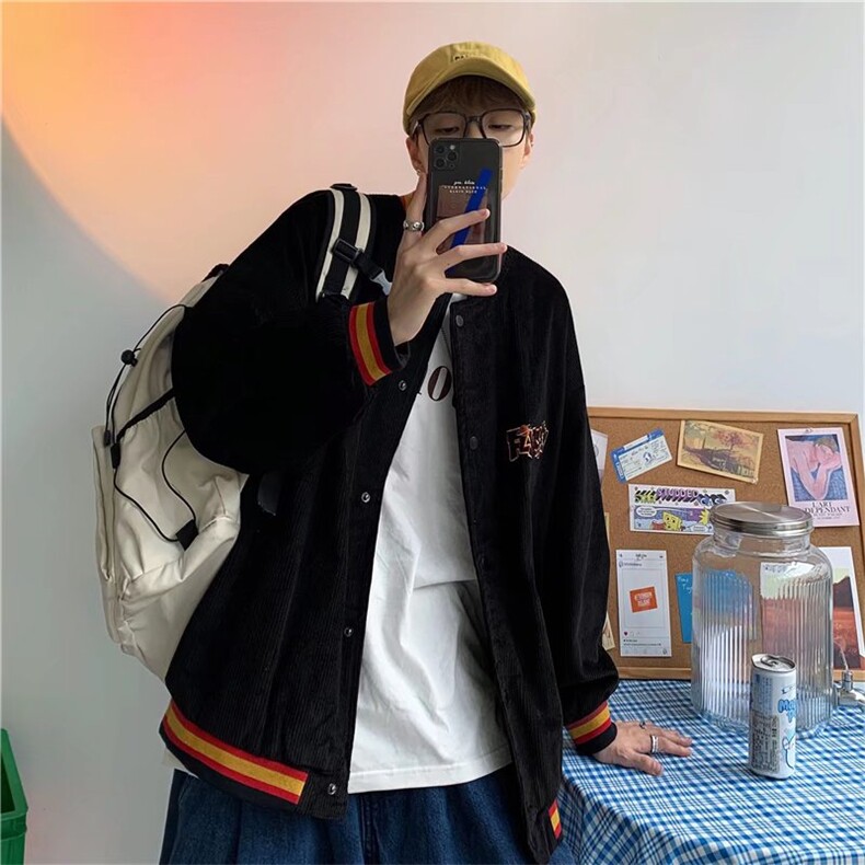 灯芯绒美式棒球服男春秋季大码外套潮流ins韩版潮牌百搭宽松夹克,男装夹克,星座1210-1