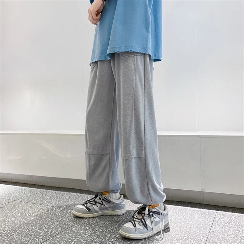 港风直筒休闲裤男夏季潮流宽松百搭长裤可抽绳束脚裤K3264-P30,男装休闲裤,星座512-2