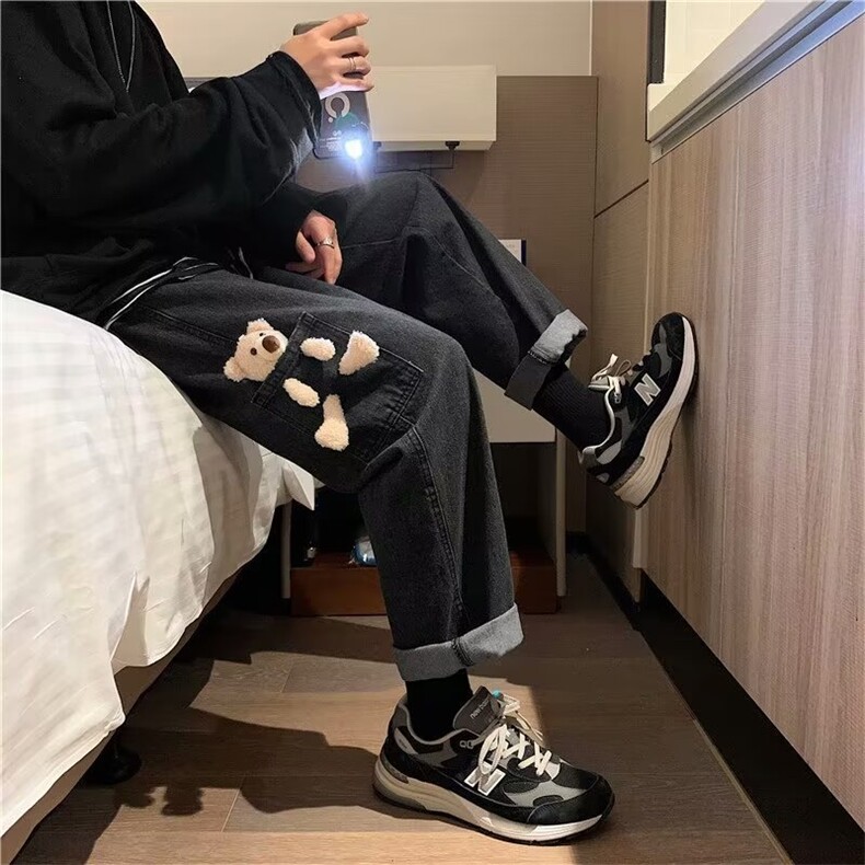 W293-P45港风个性休闲裤小熊玩偶设计牛仔裤,男装牛仔裤,星座911-1