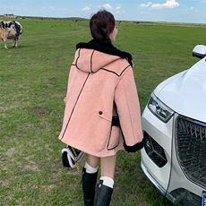 【新款】粉色皮毛一体羊羔毛外套886-P190-K289，女装棉衣/棉服，2C305