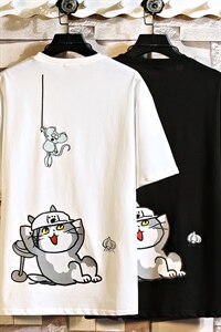 2021夏季新白砖墙日系大码男已注册卡通印花短袖T恤T1055-P25图片
