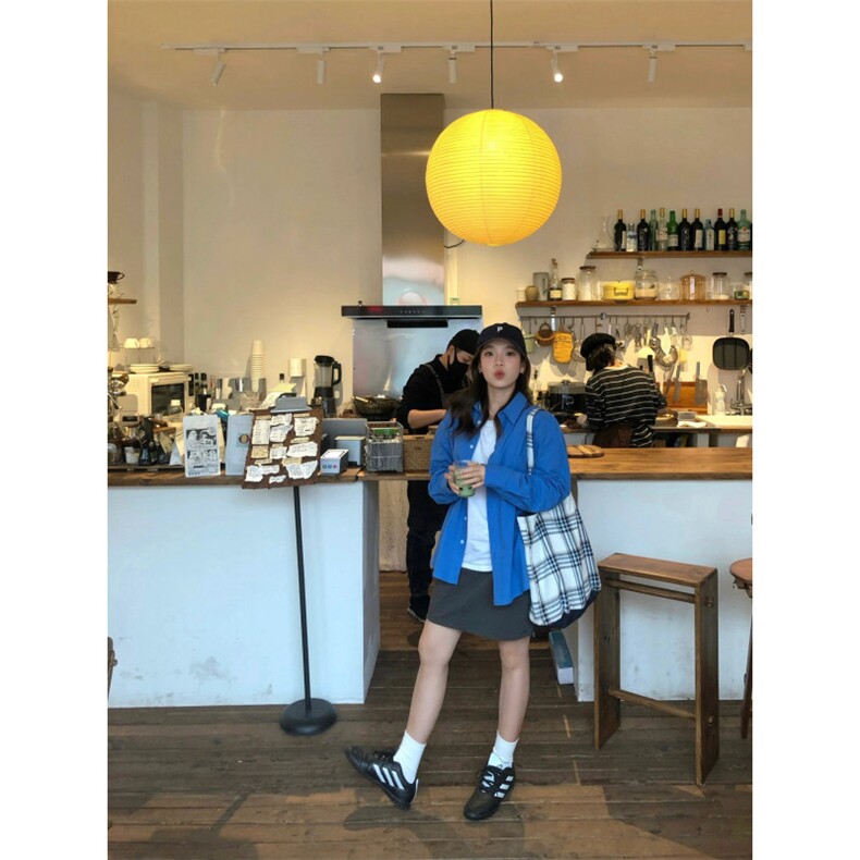 TC1508-P48全棉蓝色衬衫女秋季新款设计感小众外套中长款宽松上衣,女装衬衫,星座617A-2