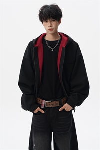 8XL-M 美式复古撞色连帽水洗夹克男高级感做旧情侣外套JK1327P88图片