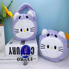 亮亮毛绒玩具 香芋色凯特猫手提包