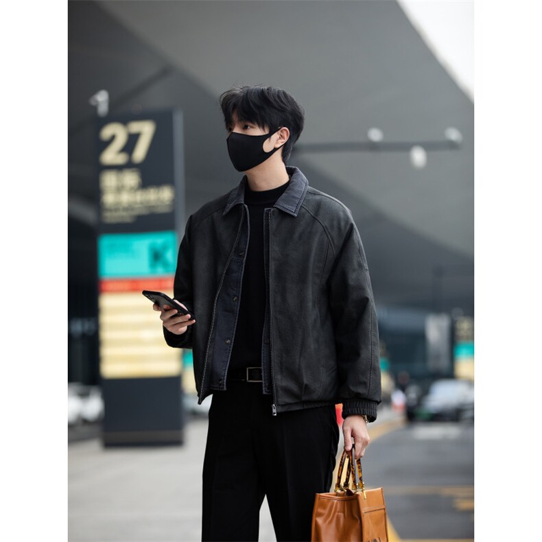 标50绒街拍男士翻领假两件短款皮羽绒服保暖外套5065-P255,男装羽绒服,电商B328