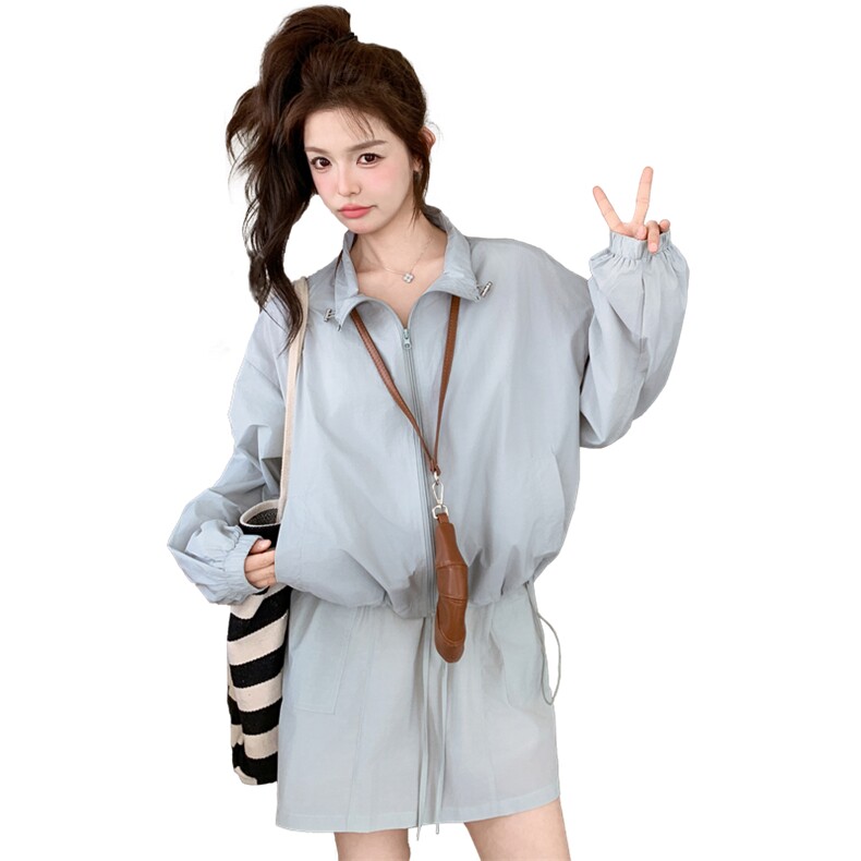 休闲防晒套装2025夏新款防晒衣短裙两件套,女装套装/套裙,纯色衣恋