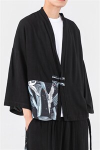 21夏防晒服短袖衬衫披风情侣道袍和服日系开衫古风风F13/P60，男装风衣，钱塘713