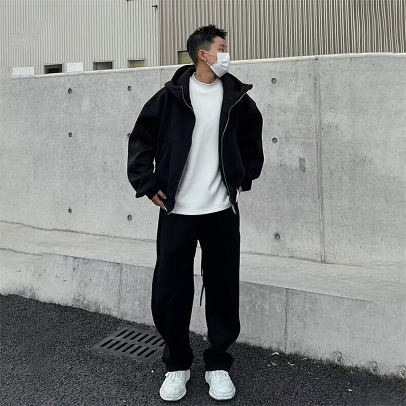 现货运动连帽卫衣外套长裤大码春秋新款韩版时尚宽松显瘦拉链开衫,女装短外套,星座218-1（原230）