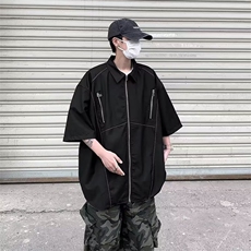 日系五分袖春夏季新款衬衫潮流慵懒男方领宽松型衬衫AC101P35，男装衬衫，星座1116-2