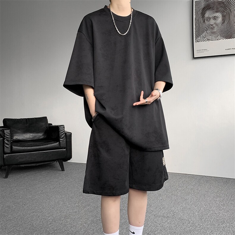 8XL-M青少年扎染短袖t恤休闲运动套装男生夏季宽松大码TZ38001P55,男装T恤,电商B312