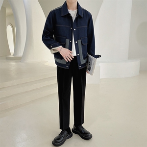 秋冬2023轻熟抖音小伙休闲牛仔拼色夹克店主风A236-JK5028-P130图片