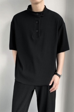 夏轻熟坑条纹宽松垂感套装男生搭配一体套体恤TZ25/P100控149，男装T恤，电商A243