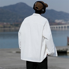 8XL-M春夏廓形衬衫防晒外套特大码多口袋复古慵懒衬衣，男装夹克，电商B238