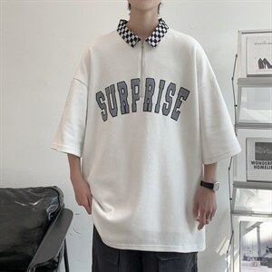 新款优品男士短袖发泡半开拉链印花T恤宽松上衣POLO衫ZD3312-P51图片