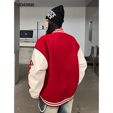 毛巾绣红色棒球服男女美式宽松情侣外套潮JK0767-P68，女装短外套，星座308B-2