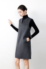 2025年秋季常规优雅单件双面呢马甲裙，女装连衣裙，亿美羊绒