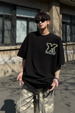 潮牌短袖T恤花绘刺绣设计感T恤美式复古刺绣立体短袖T恤半袖P50，男装T恤，电商B319