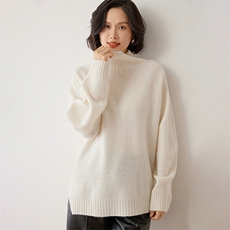 时尚女士羊绒衫高领宽松显瘦百搭保暖舒适优雅气质毛衣，女装羊绒衫，雪山红莲