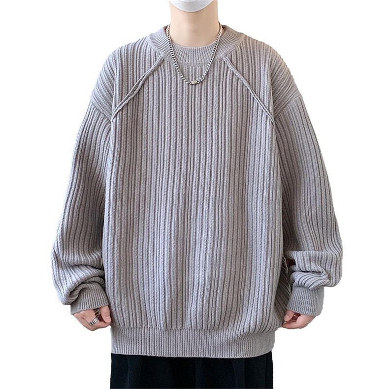 84796-P65秋冬新款休闲毛衣男长袖针织衫港风纯色宽松打底衫,男装针织衫/毛衣,电商D310B